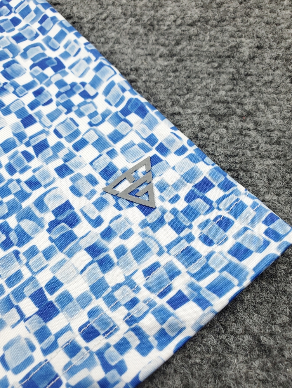 Maelreg Golf Polo Shirt XL Performance Stretch Blue Geometric Print Short Sleeve - Picture 7 of 9